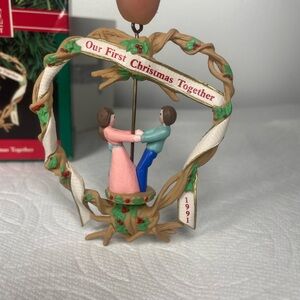 Vintage Hallmark our first Christmas together 1991 , tree Ornament.
